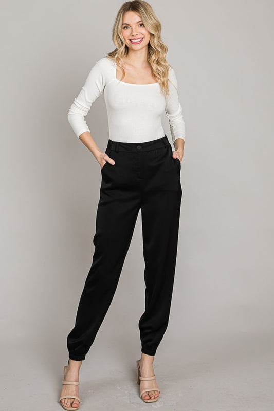 Satin High-Rise Jogger Pants