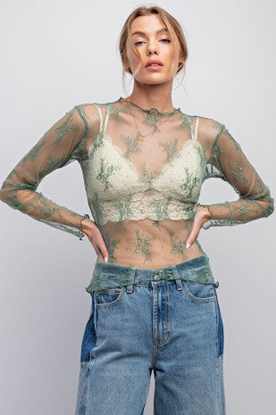 All Over Sheer Lace Top