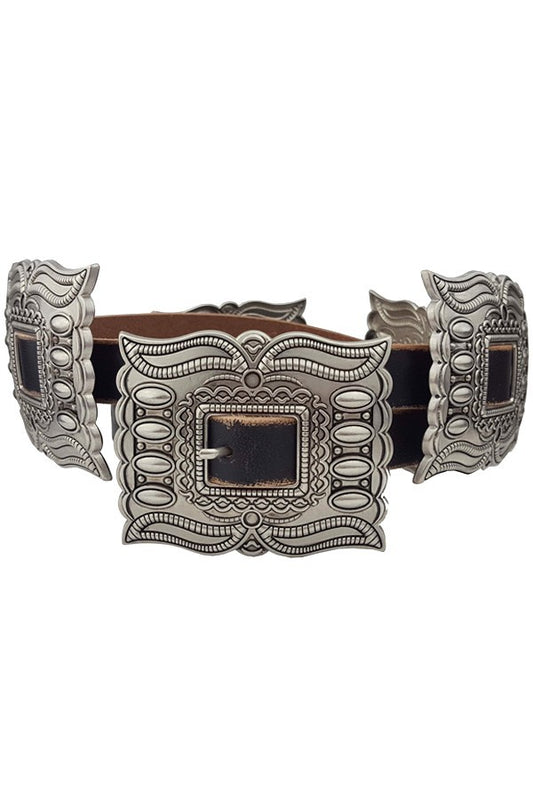 Western Rectangular Leather Belt