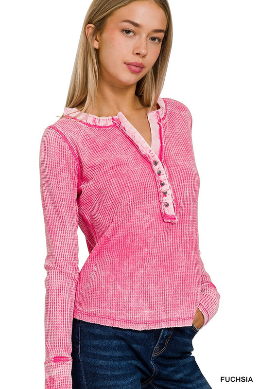 Henley Waffle Top