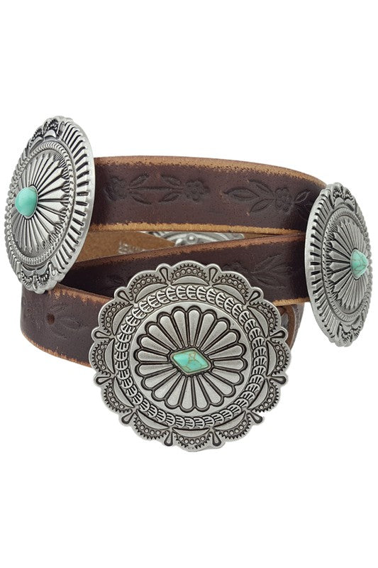 Western Concho Leather Belt