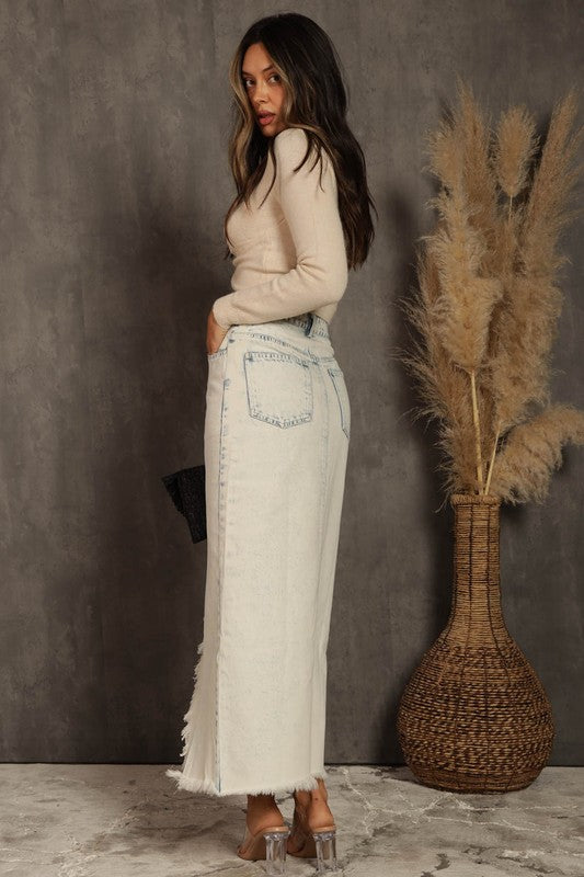 Denim Frayed Edge Skirt