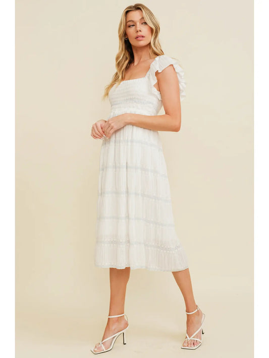 Smocked Tiered Midi Dress