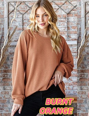 Burnt Orange Puff Sleeve Top